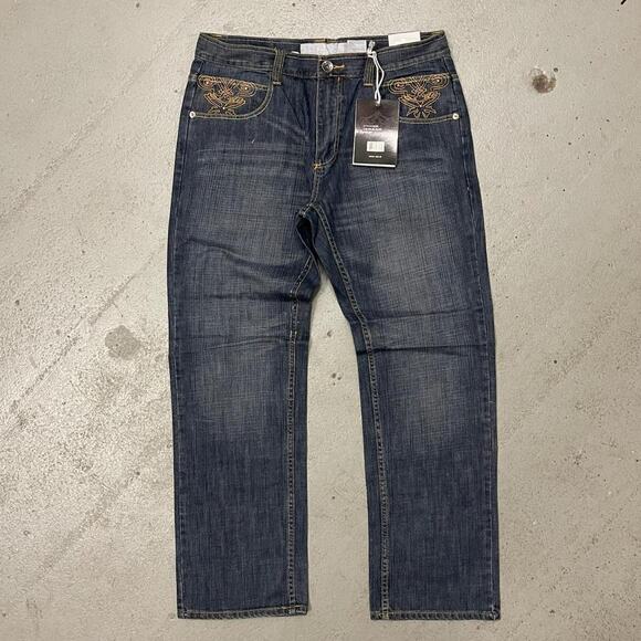 Vintage Royal Blue Baggy Y2k Denim Rock Jeans Mens Navy Blue Size 36x32 - Picture 1 of 6